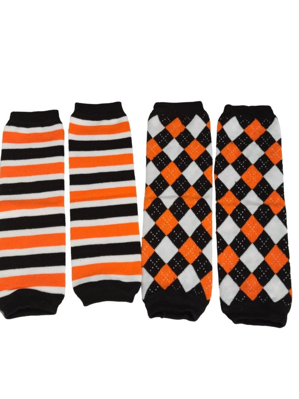 Leg Warmers Set Black White Orange Women Girl Boy Football Halloween Winter Fall